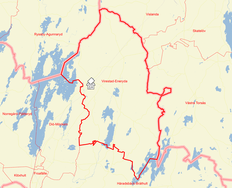 Karta över Virestad-Eneryda