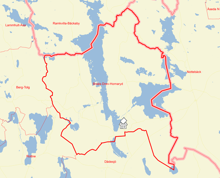 Karta över Braås-Drev-Hornaryd