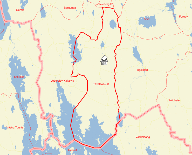 Karta över Tävelsås-Jät