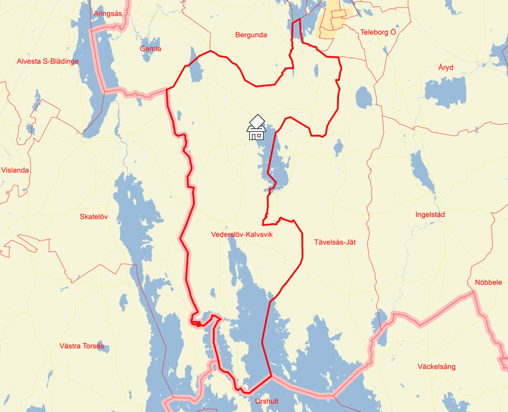 Karta över Vederslöv-Kalvsvik