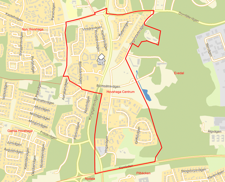 Karta över Hovshaga Centrum
