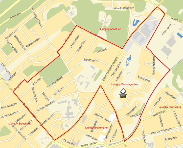 Karta över Ljungby Brunnsgården