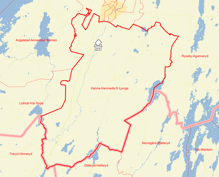 Karta över Kånna-Hamneda-S Ljunga