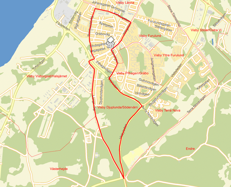 Karta över Visby Djuplunda/Södervärn