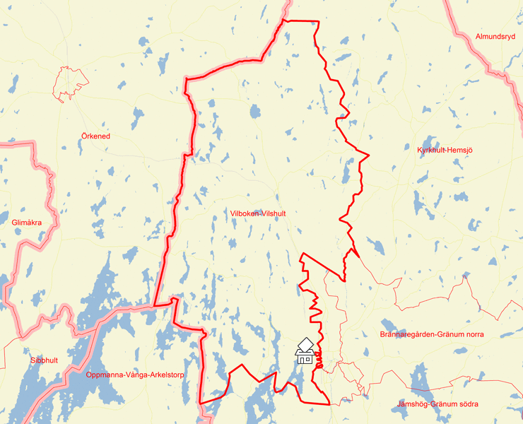 Karta över Vilboken-Vilshult