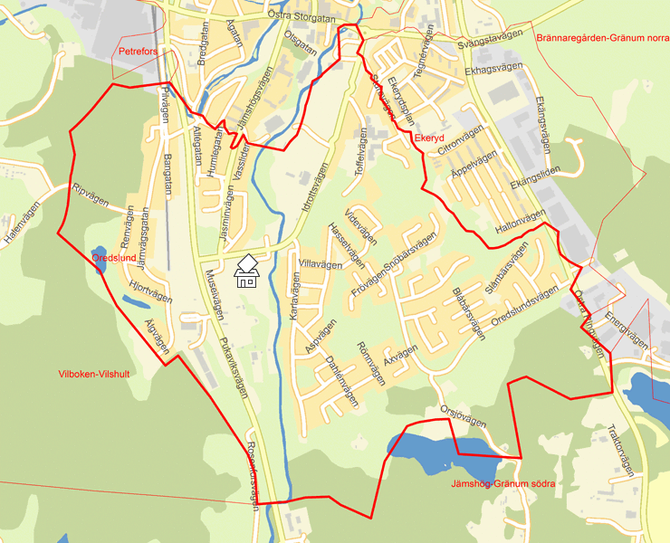 Karta över Oredslund