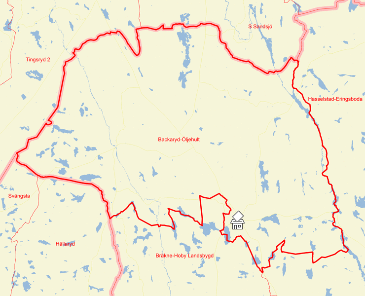 Karta över Backaryd-Öljehult