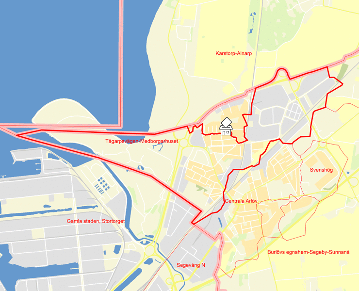 Karta över Tågarpsvägen-Medborgarhuset