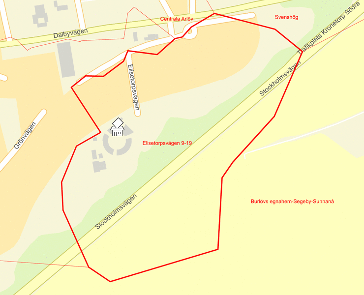 Karta över Elisetorpsvägen 9-19