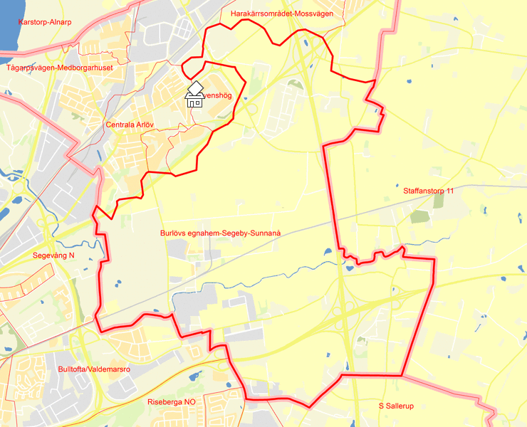 Karta över Burlövs egnahem-Segeby-Sunnanå
