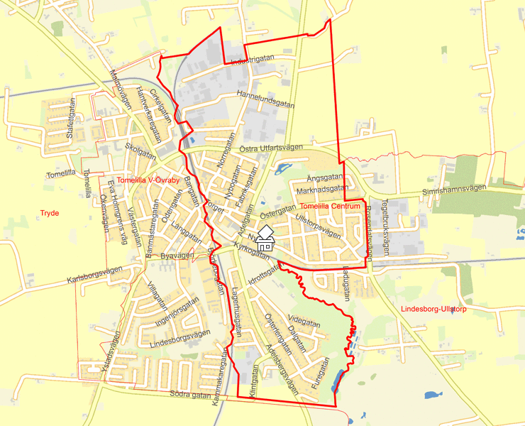 Karta över Tomelilla Centrum