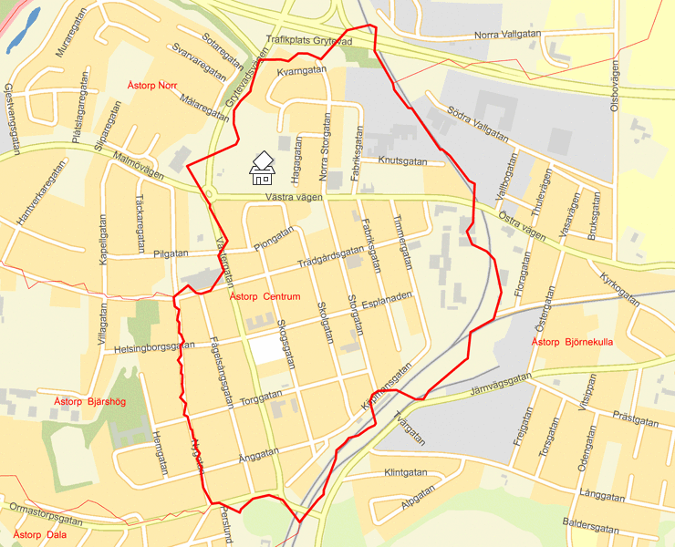 Karta över Åstorp  Centrum
