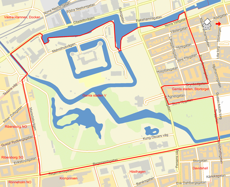 Karta över Gamla staden V
