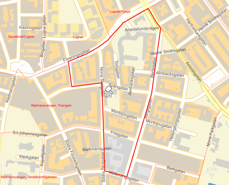 Karta över Rådmansvången, Stadshuset