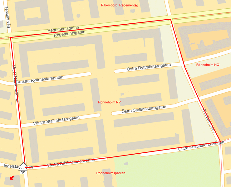 Karta över Rönneholm NV