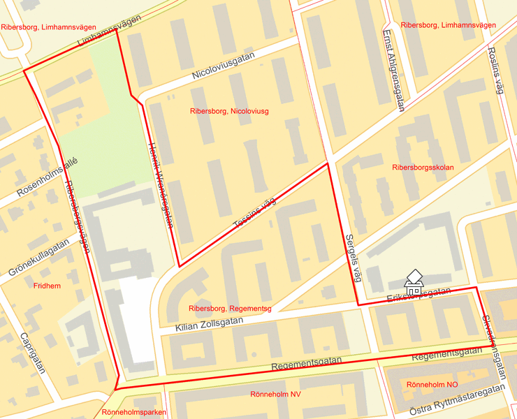 Karta över Ribersborg, Regementsg