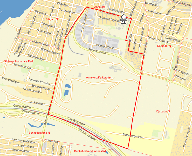 Karta över Annetorp/Kalkbrottet