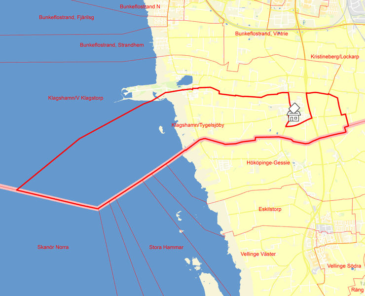 Karta över Klagshamn, Tygelsjö