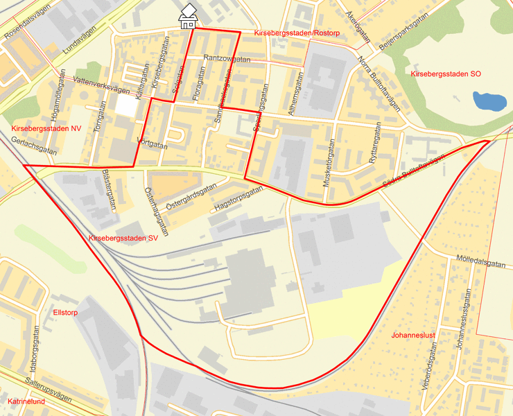 Karta över Kirsebergsstaden SV