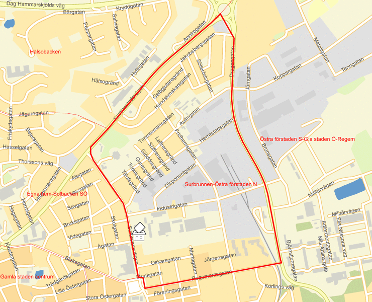 Karta över Surbrunnen-Östra förstaden N