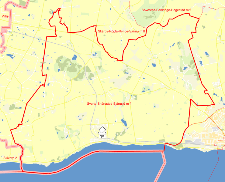 Karta över Svarte-Snårestad-Bjäresjö m fl