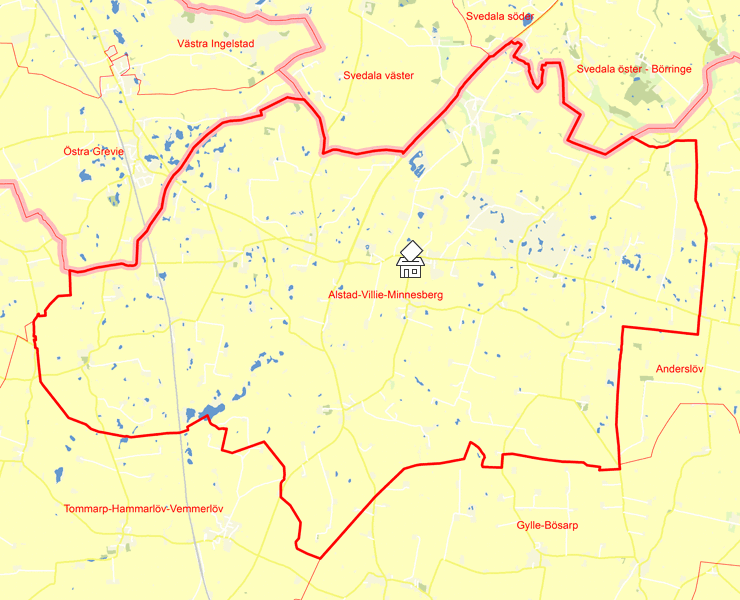 Karta över Alstad-Villie-Minnesberg