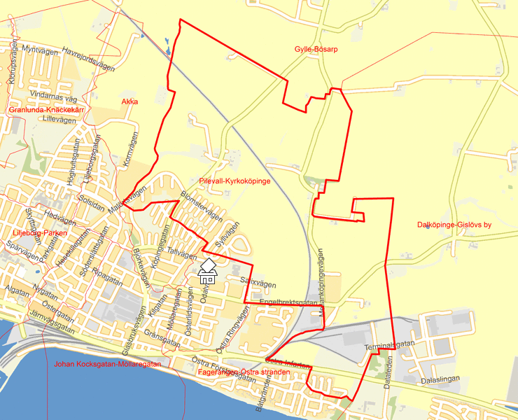 Karta över Pilevall-Kyrkoköpinge