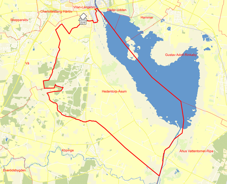 Karta över Hedentorp-Åsum