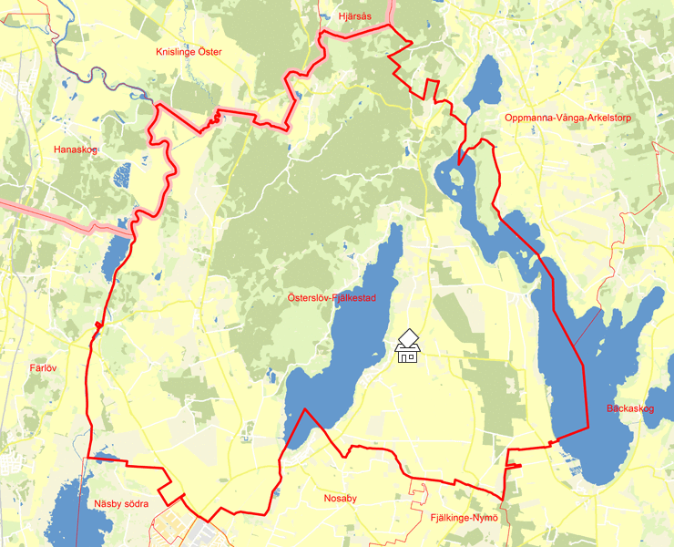 Karta över Österslöv-Fjälkestad