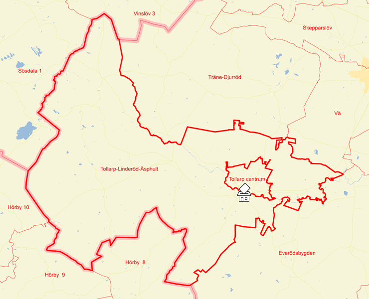 Karta över Tollarp-Linderöd-Äsphult