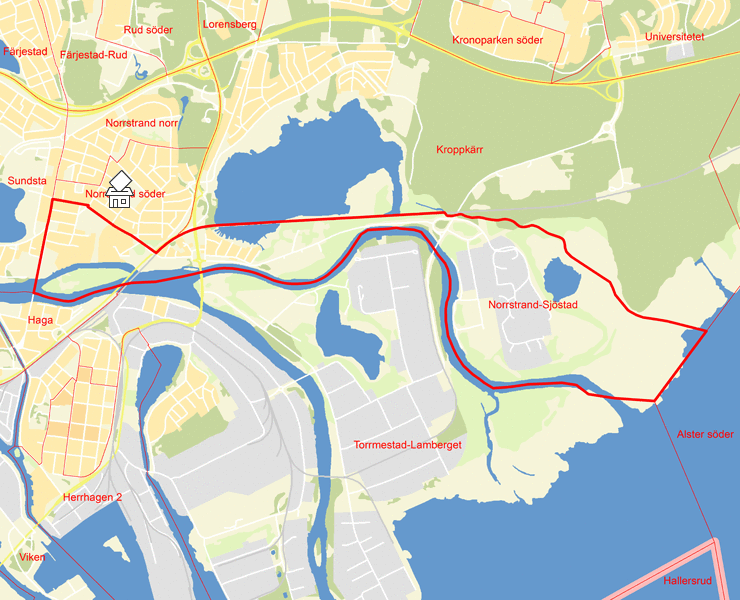 Karta över Norrstrand-Sjöstad