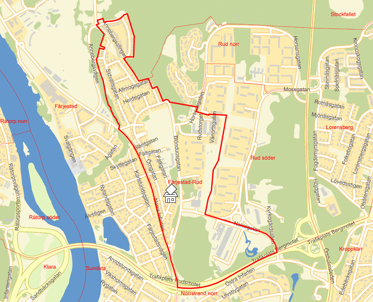 Karta över Färjestad-Rud