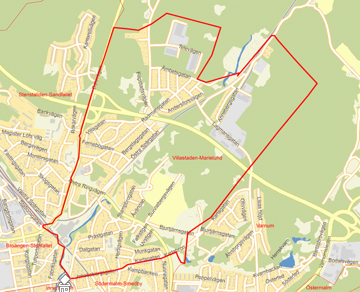 Karta över Villastaden-Marielund