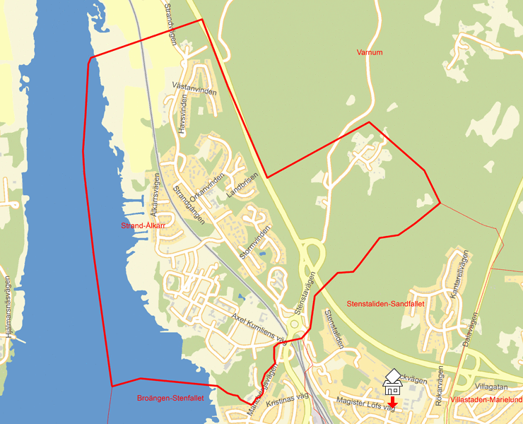 Karta över Strand-Ålkärr