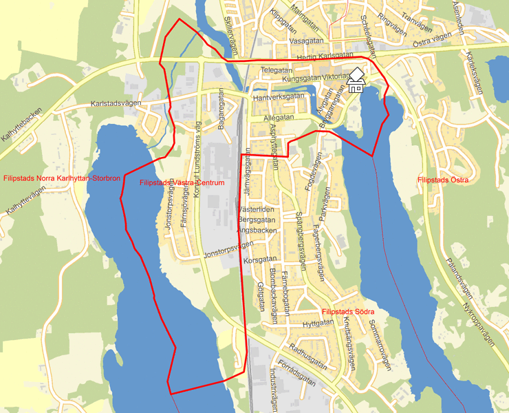 Karta över Filipstads Västra-Centrum