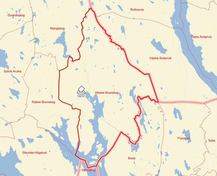 Karta över Vikene Brunskog