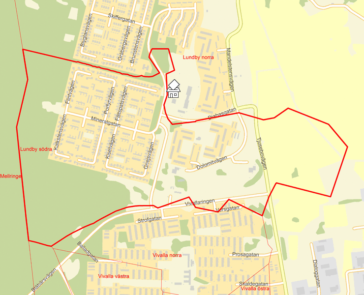 Karta över Lundby södra