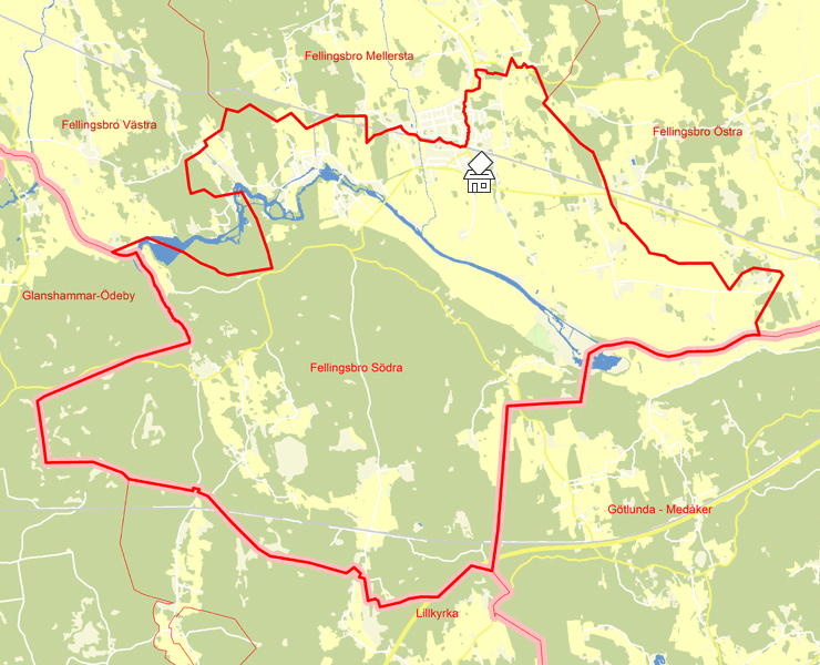 Karta över Fellingsbro Södra