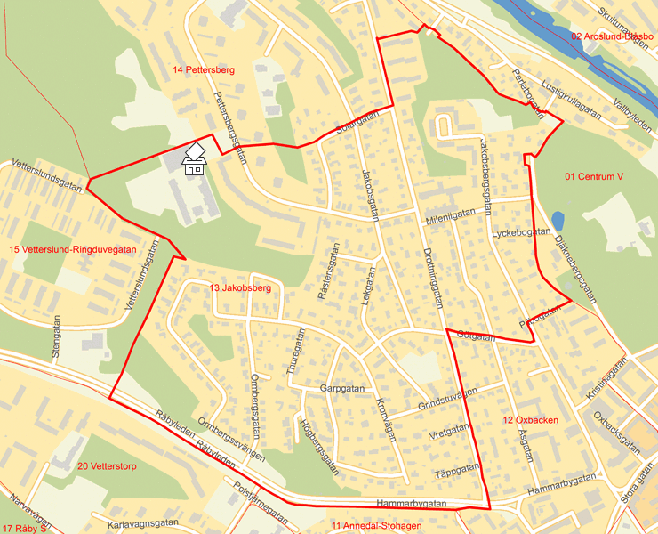 Karta över 13 Jakobsberg