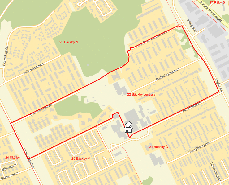 Karta över 22 Bäckby centrala