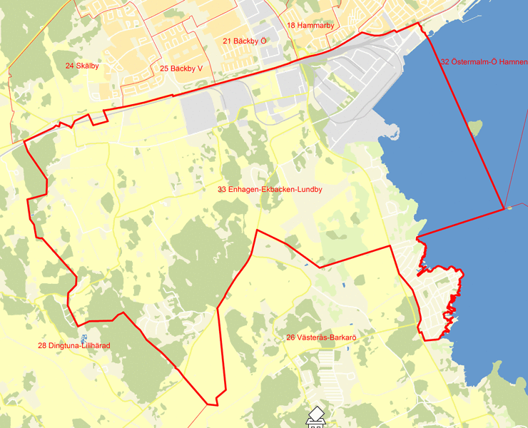 Karta över 33 Enhagen-Ekbacken-Lundby