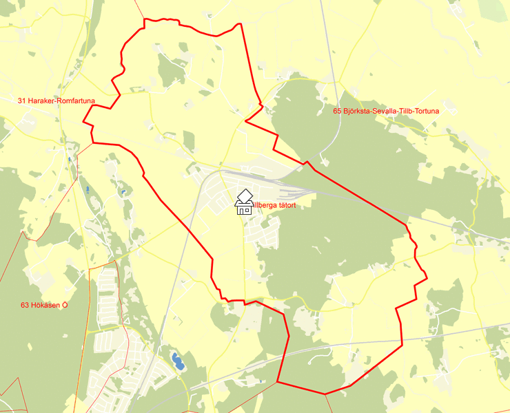 Karta över 64 Tillberga tätort