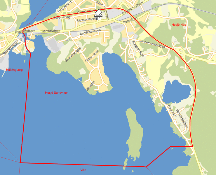 Karta över Hosjö Sandviken