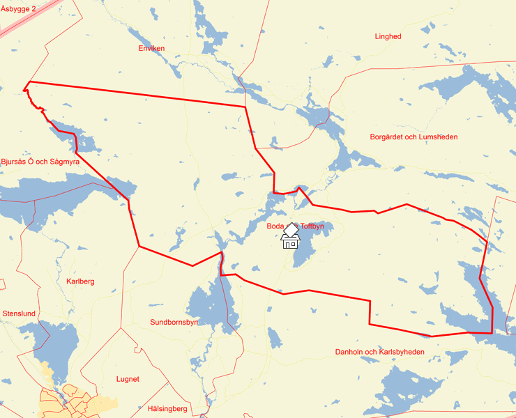 Karta över Boda och Toftbyn