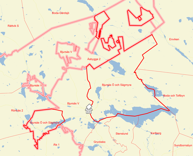 Karta över Bjursås Ö och Sågmyra