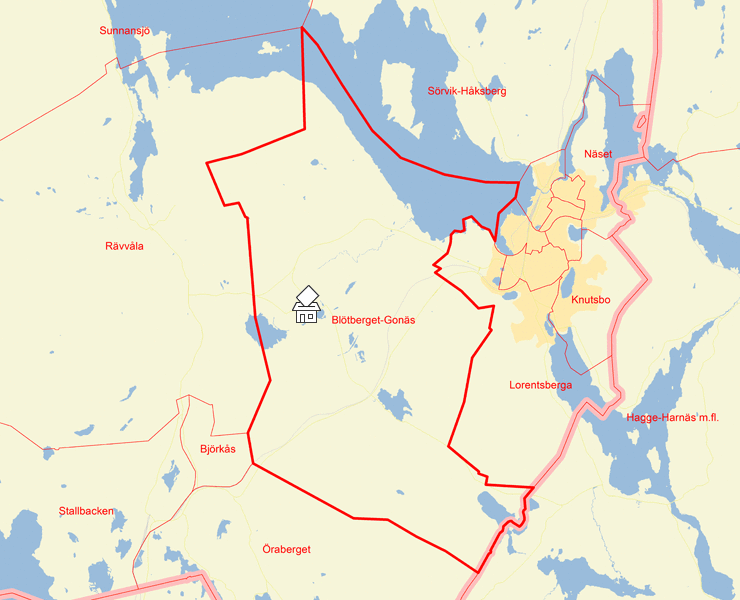 Karta över Blötberget-Gonäs