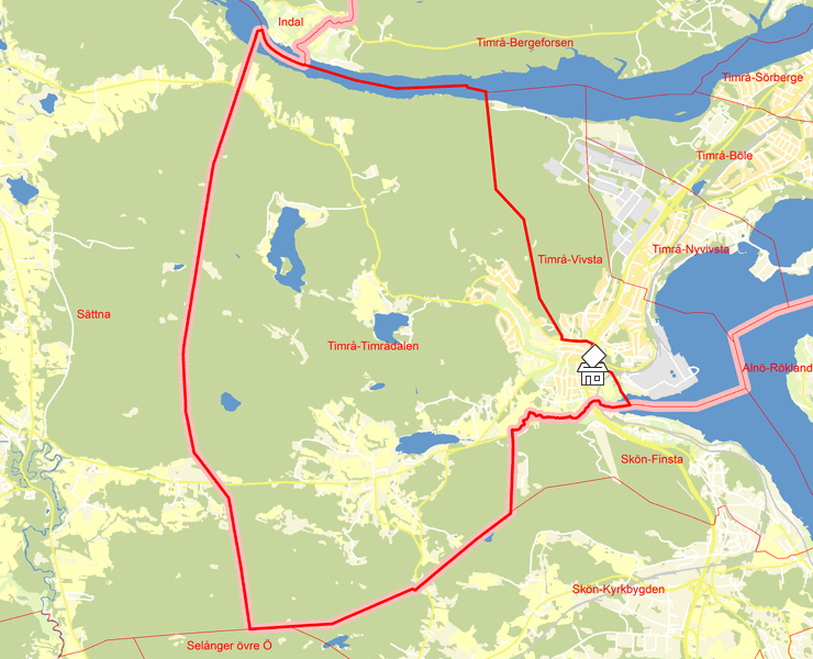 Karta över Timrå-Timrådalen