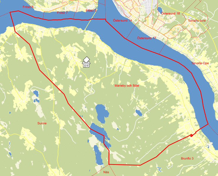 Karta över Marieby och Böle