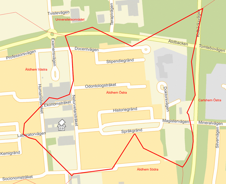 Karta över Ålidhem Östra