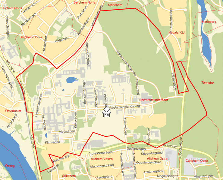 Karta över Universitetsområdet